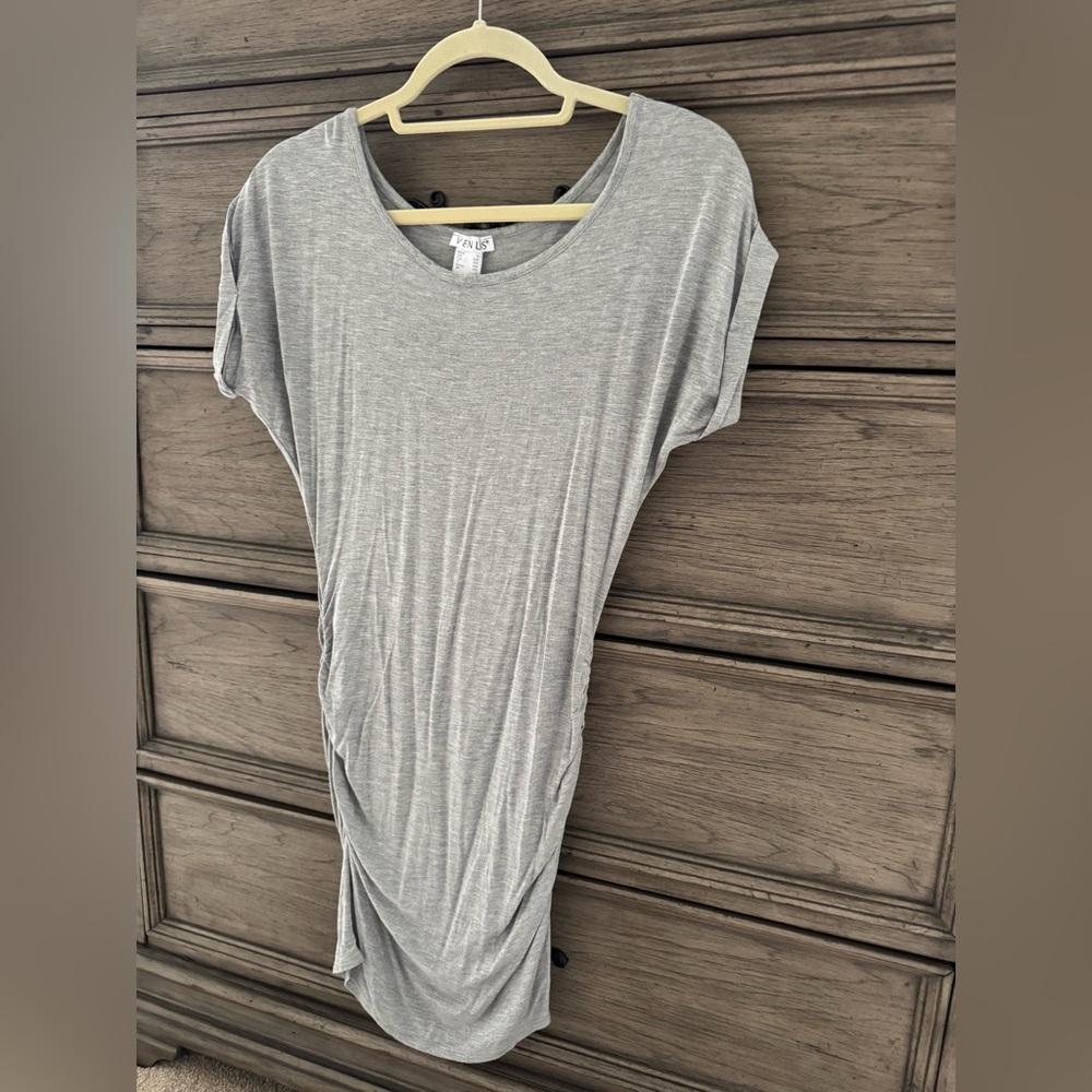 VENUS Gray T-Shirt Dress EUC Short Sleeve Mini Dress Rayon Spandex Small - Picture 5 of 10